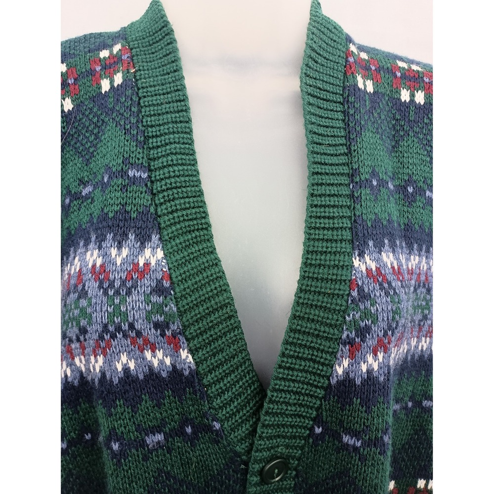 Vintage New Era L sleeveless geometric grandpacore button‎ down knit vest - Picture 3 of 8